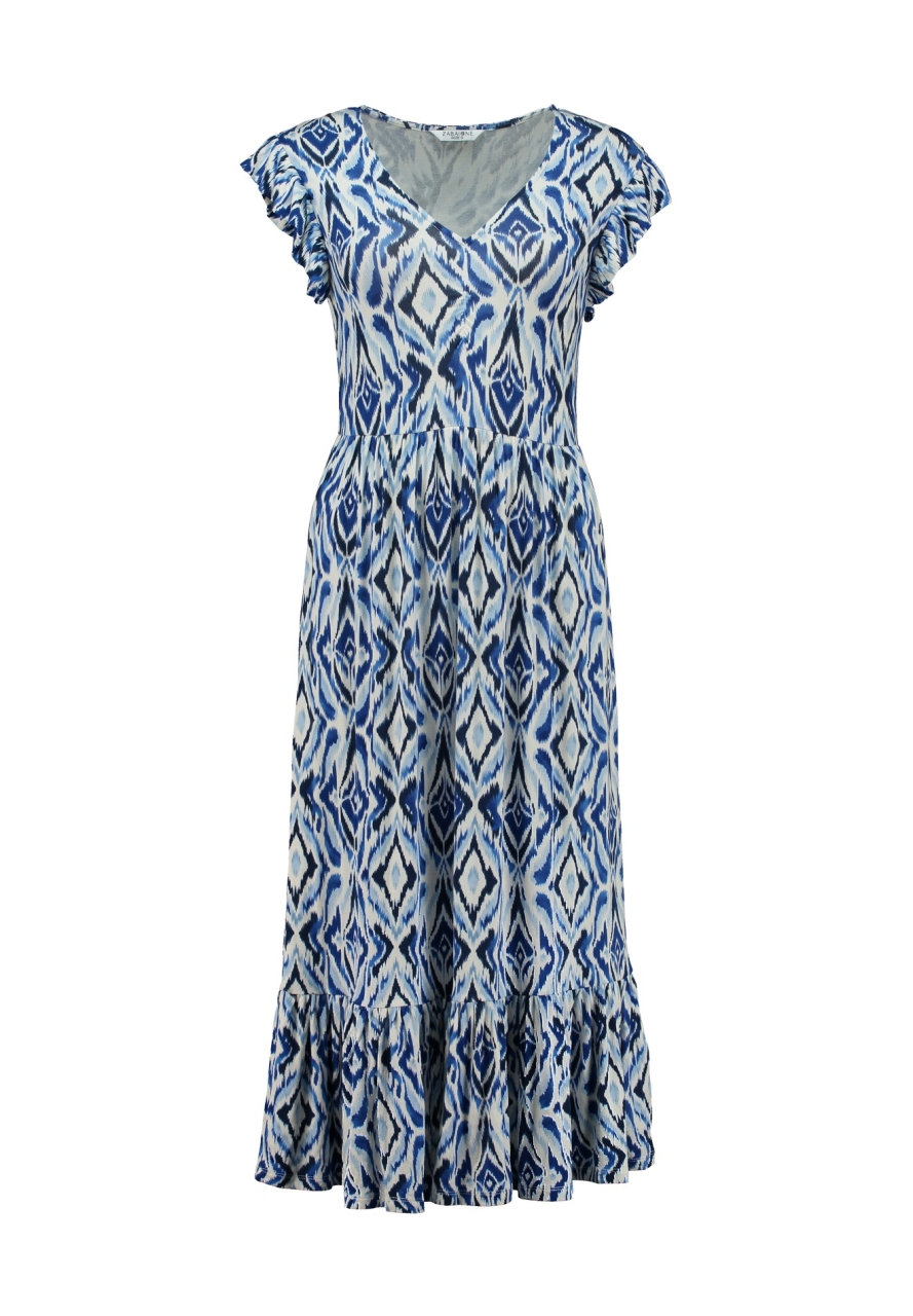 Dámske vzorované modré šaty s volánom ZABAIONE GLADYS BLUE s.WEAR 1